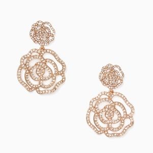 (Sold) Kate Spade Crystal Rose Drop Earrings